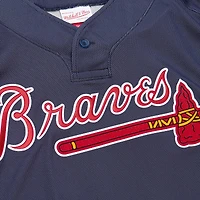 Maillot d'entraînement au bâton Mitchell & Ness Chipper Jones pour hommes, bleu marine, Atlanta Braves, collection Cooperstown 2007