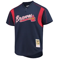 Men's Mitchell & Ness Chipper Jones Navy Atlanta Braves Cooperstown Collection Mesh Batting Practice Button-Up Jersey