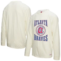 Men's Mitchell & Ness Cream Atlanta Braves Arched Logo Slub Long Sleeve T-Shirt