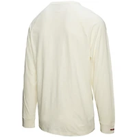 Men's Mitchell & Ness Cream Atlanta Braves Arched Logo Slub Long Sleeve T-Shirt