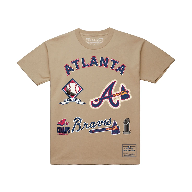 Men's Mitchell & Ness  Cream Atlanta Braves Legacy Defined T-Shirt