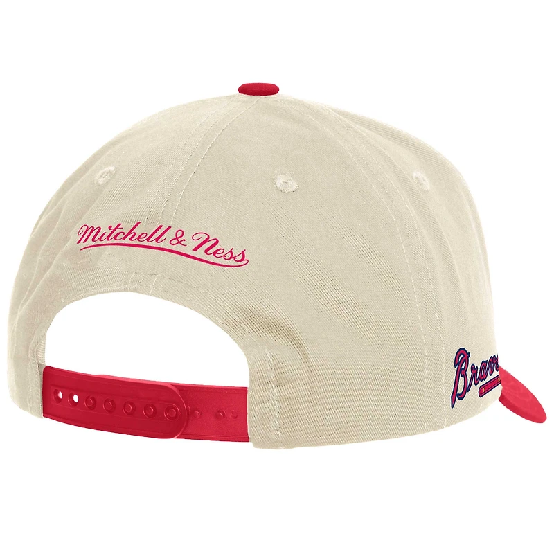 Casquette réglable Mitchell & Ness crème Atlanta Braves Pro Crown pour hommes