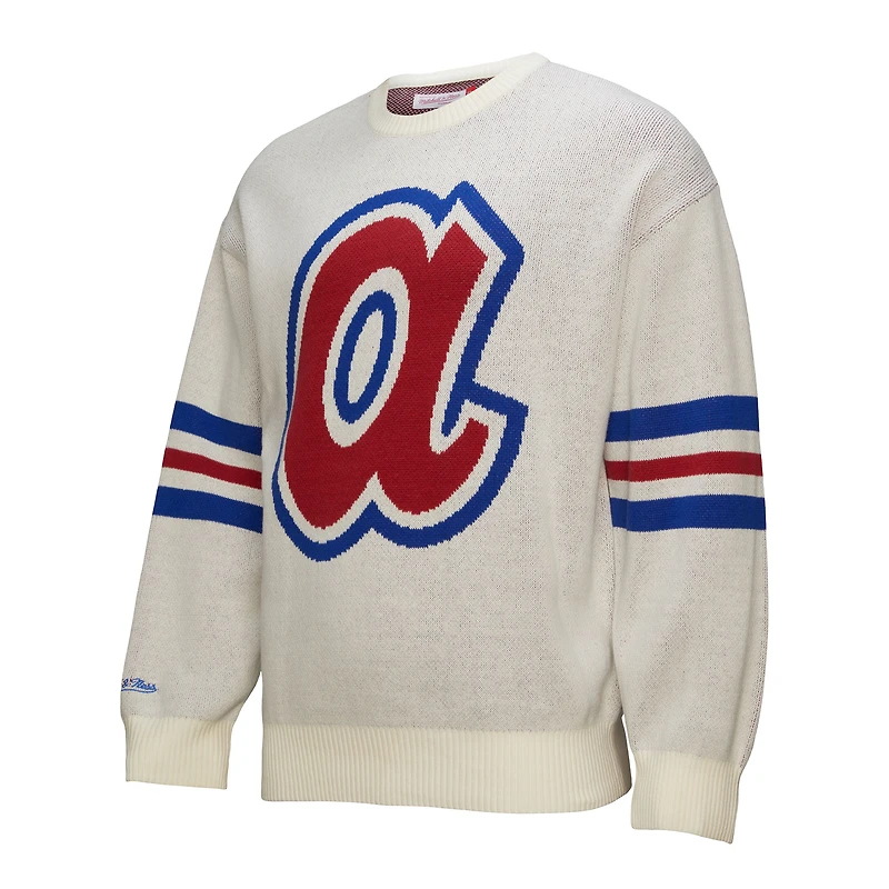 Pull rétro Mitchell & Ness pour homme, couleur crème