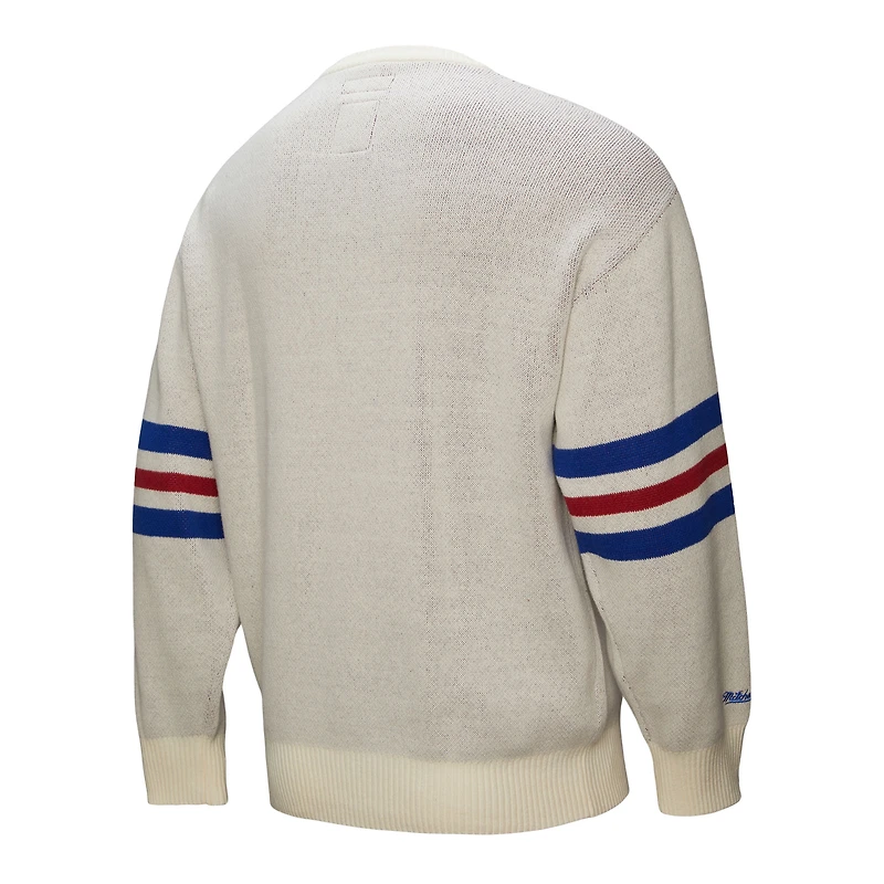Pull rétro Mitchell & Ness pour homme, couleur crème