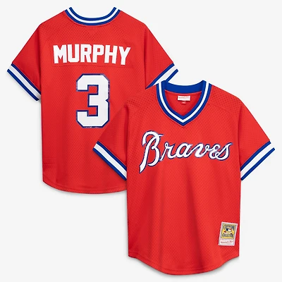 Maillot d'entraînement au bâton Mitchell & Ness Dale Murphy rouge Atlanta Braves Cooperstown Collection pour homme