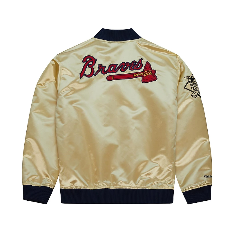Veste légère en satin entièrement zippée Mitchell & Ness Gold Atlanta Braves OG 2.0 pour hommes