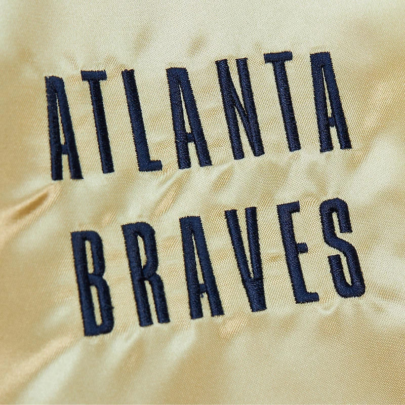 Veste légère en satin entièrement zippée Mitchell & Ness Gold Atlanta Braves OG 2.0 pour hommes