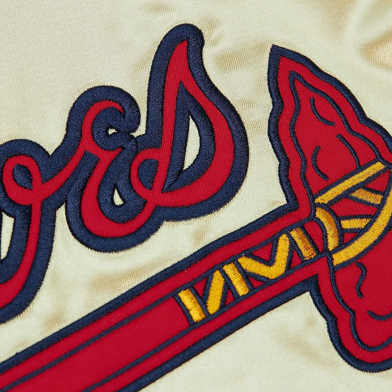 Veste légère en satin entièrement zippée Mitchell & Ness Gold Atlanta Braves OG 2.0 pour hommes