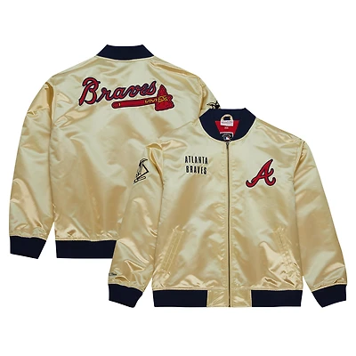 Men's Mitchell & Ness Gold Atlanta Braves OG 2.0 Lightweight Satin Full-Zip Jacket