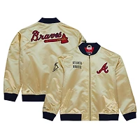 Veste légère en satin entièrement zippée Mitchell & Ness Gold Atlanta Braves OG 2.0 pour hommes