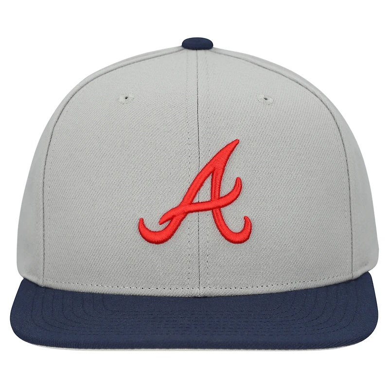 Casquette snapback basique Mitchell & Ness grise des Braves d'Atlanta pour homme