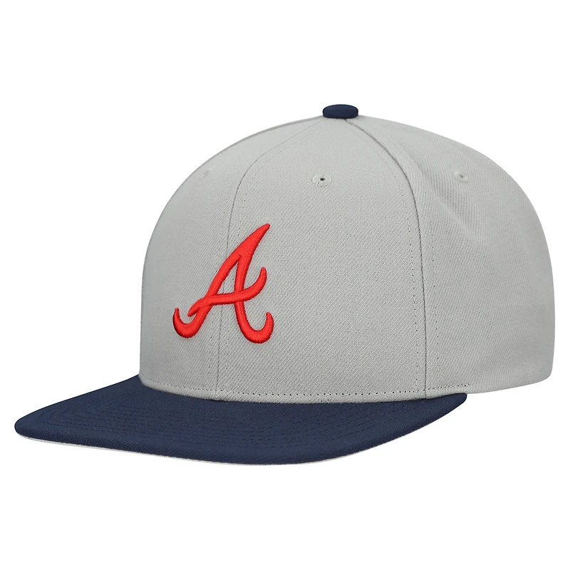 Casquette snapback basique Mitchell & Ness grise des Braves d'Atlanta pour homme