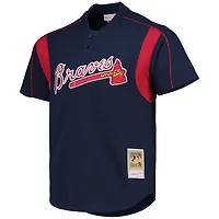 Mitchell & Ness Greg Maddux pour homme Marine Atlanta Braves Cooperstown Collection Mesh Batting Practice Button-Up Jersey