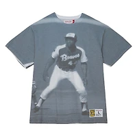 Mitchell & Ness Hank Aaron Atlanta Braves Cooperstown Collection Highlight T-shirt graphique de joueur sublimé pour hommes