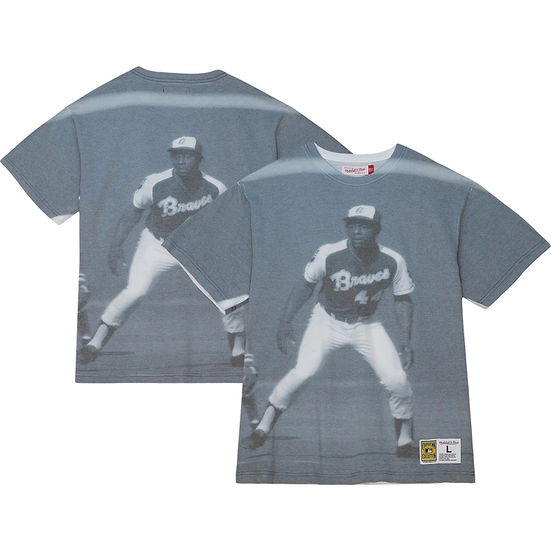 Mitchell & Ness Hank Aaron Atlanta Braves Cooperstown Collection Highlight T-shirt graphique de joueur sublimé pour hommes