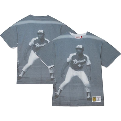 Mitchell & Ness Hank Aaron Atlanta Braves Cooperstown Collection Highlight T-shirt graphique de joueur sublimé pour hommes