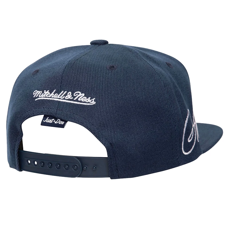Casquette snapback Just Don x MLB Lux Script bleu marine pour homme de Mitchell & Ness Atlanta Braves