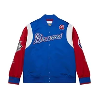 Veste en satin à boutons-pression pour homme Mitchell & Ness Royal/Red Atlanta Braves Cooperstown Collection Team Origins