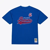Men's Mitchell & Ness  Royal Atlanta Braves Script Sweep Arch T-Shirt