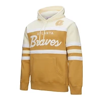 Men's Mitchell & Ness Tan/Cream Atlanta Braves Head Coach Pullover Hoodie