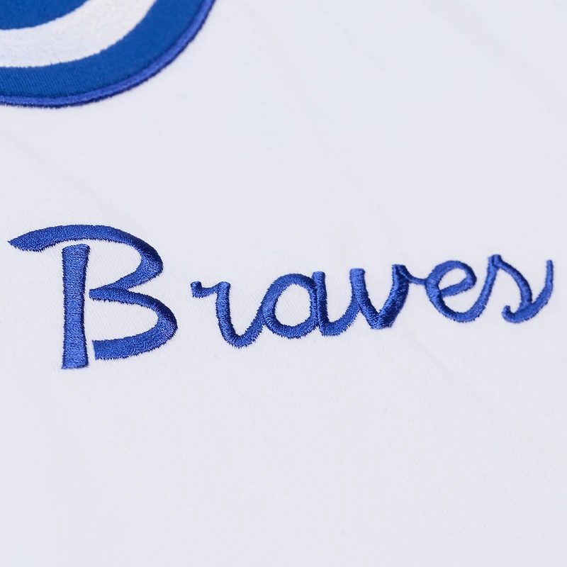 T-shirt Mitchell & Ness blanc pour homme, collection Cooperstown des Braves d'Atlanta, couleur arctique