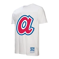 Men's Mitchell & Ness White Atlanta Braves Cooperstown Collection Logo T-Shirt