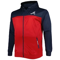 Men's Navy/Red Atlanta Braves Big & Tall Yoke Full-Zip Hoodie