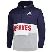 Sweat à capuche demi-glissière en polaire Atlanta Braves Big & Tall bleu marine/blanc pour homme