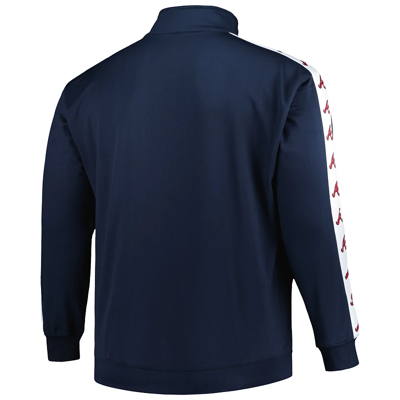 Veste de survêtement en tricot à fermeture éclair pour homme Atlanta Braves Big & Tall bleu marine