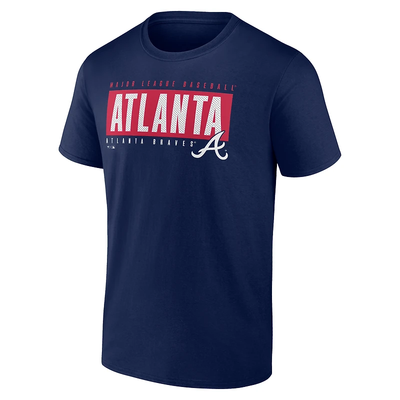 Men's  Navy Atlanta Braves Blocked Out T-Shirt