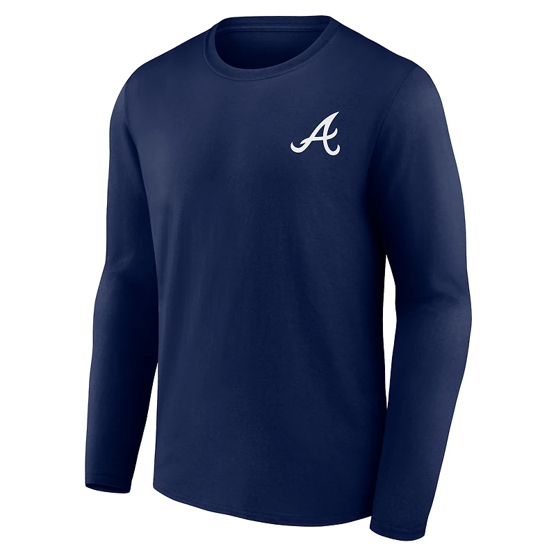Men's  Navy Atlanta Braves Blooper Burger Long Sleeve T-Shirt