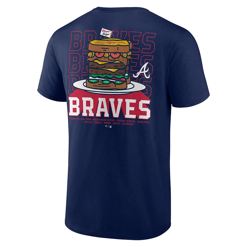 T-shirt bleu marine Atlanta Braves Blooper Burger pour homme
