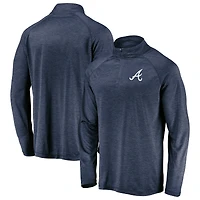 Veste à enfiler glissière quart de tour avec logo principal rayé emblématique des Braves d'Atlanta bleu marine pour homme