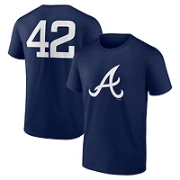 T-shirt bleu marine pour homme avec nom et numéro Jackie Robinson Day des Braves d'Atlanta