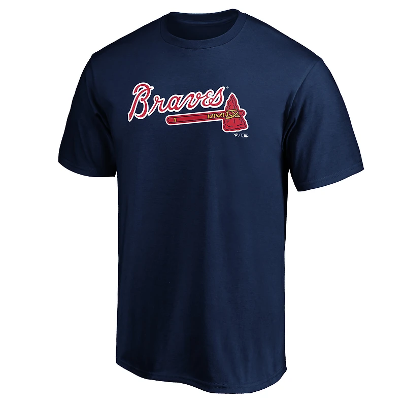 Men's  Navy Atlanta Braves Official Wordmark T-Shirt