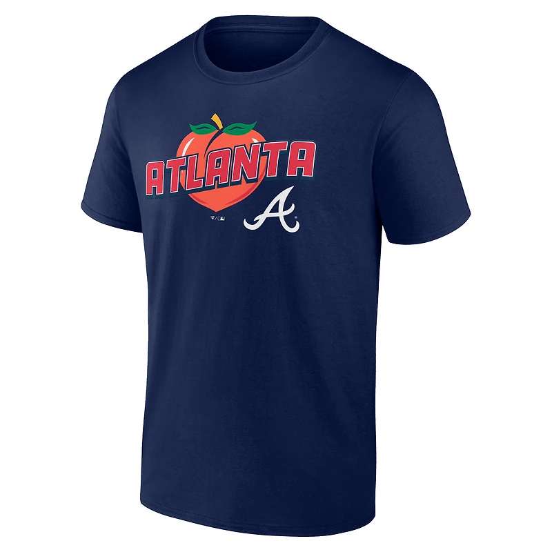 Men's  Navy Atlanta Braves Peach T-Shirt