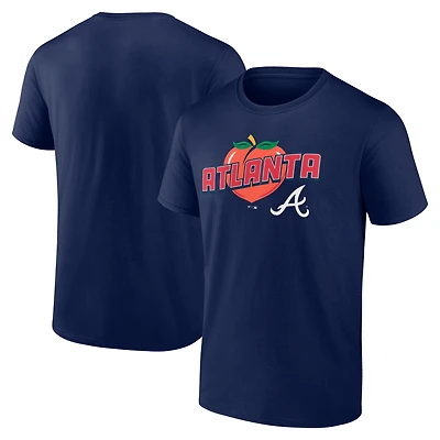 Men's Navy Atlanta Braves Peach T-Shirt