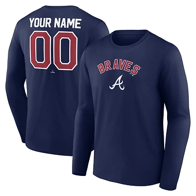 T-shirt à manches longues bleu marine pour homme, motif Atlanta Braves Winning Streak personnalisé