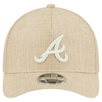 Men's New Era Beige Atlanta Braves Cotton Weave M-Crown A-Frame 9FORTY Adjustable Hat