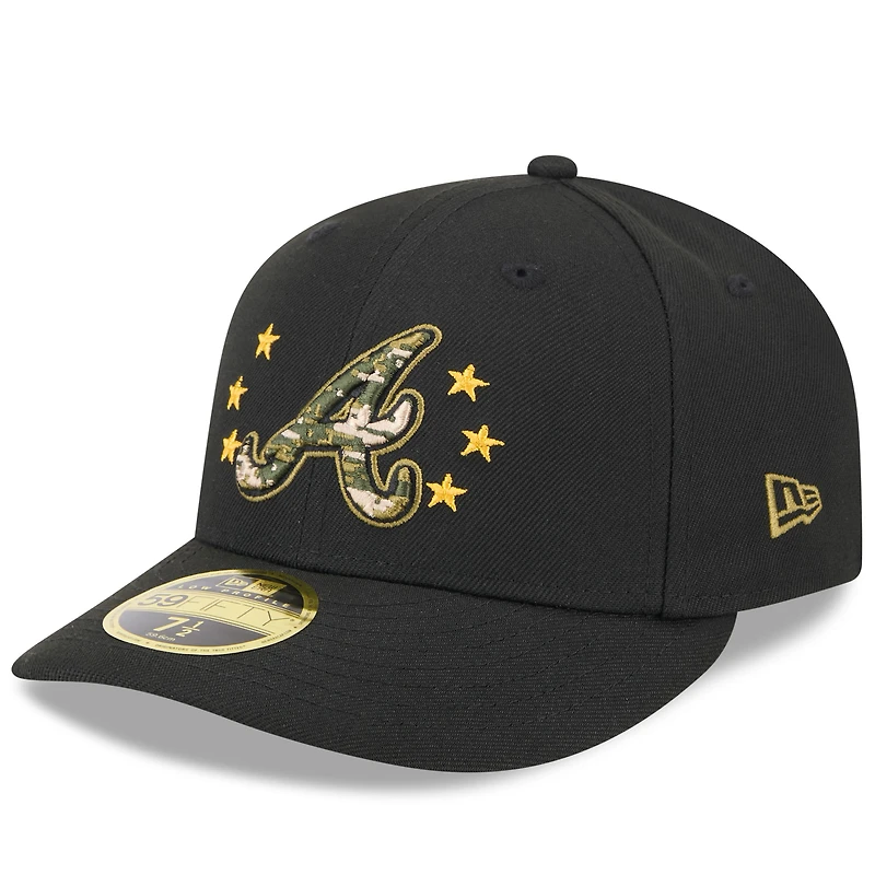 Men's New Era  Black Atlanta Braves 2024 Armed Forces Day Low Profile 59FIFTY Fitted Hat