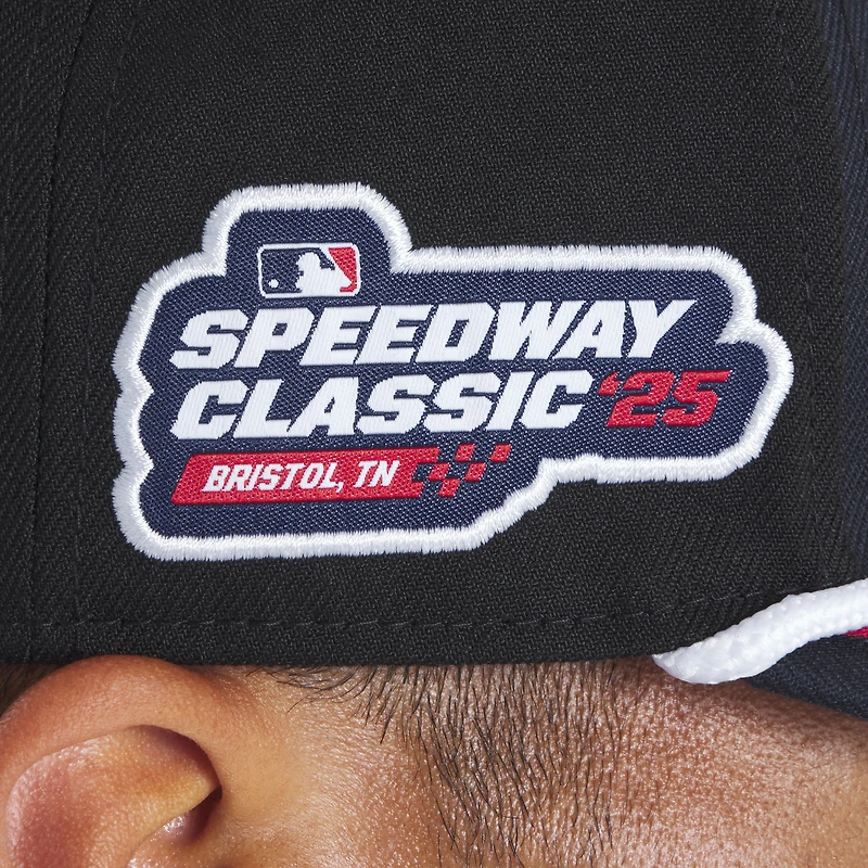 Men's New Era Black Atlanta Braves 2025 MLB Speedway Classic Fashion Pack A-Frame 9FIFTY Snapback Hat