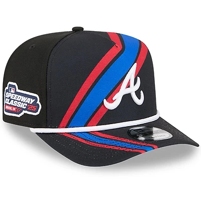 Men's New Era Black Atlanta Braves 2025 MLB Speedway Classic Fashion Pack A-Frame 9FIFTY Snapback Hat