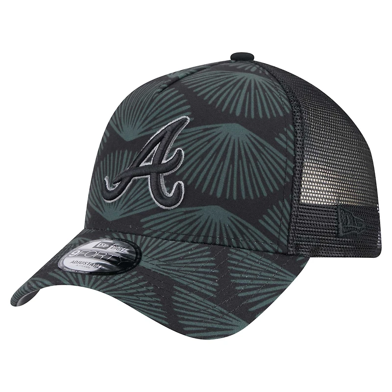 Men's New Era Black Atlanta Braves 9FORTY A-Frame Trucker Adjustable Hat