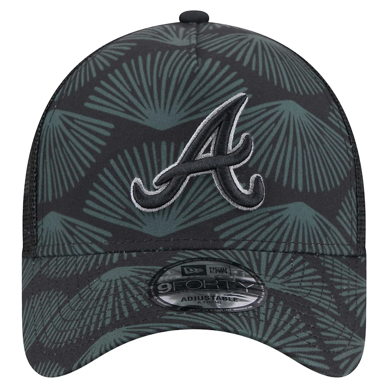 Casquette ajustable A-Frame Trucker 9FORTY Atlanta Braves noire New Era pour homme
