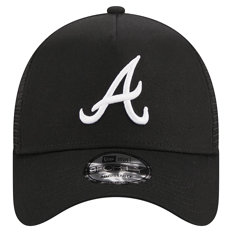 Men's New Era Black Atlanta Braves A-Frame 9FORTY Trucker Adjustable Hat