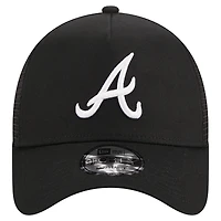Men's New Era Black Atlanta Braves A-Frame 9FORTY Trucker Adjustable Hat