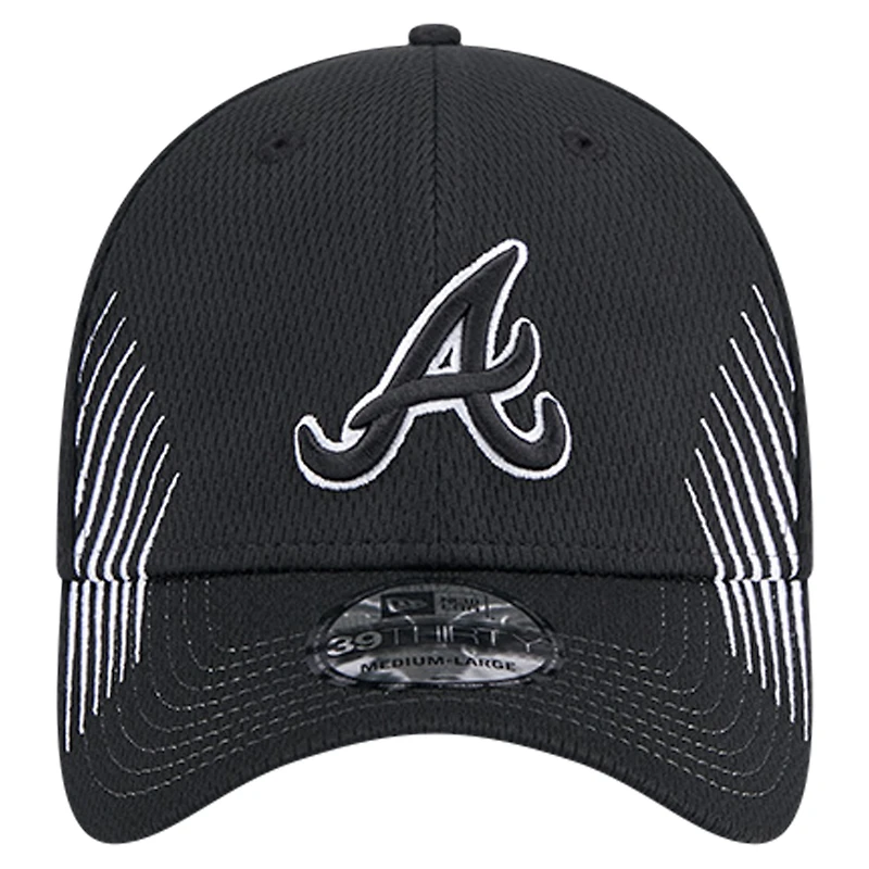 Casquette flex Active Dash Mark 39THIRTY des Atlanta Braves New Era noire pour hommes