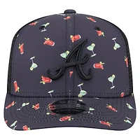 Men's New Era Black Atlanta Braves Adventure Drinks Pattern 9SEVENTY Stretch-Snap Hat