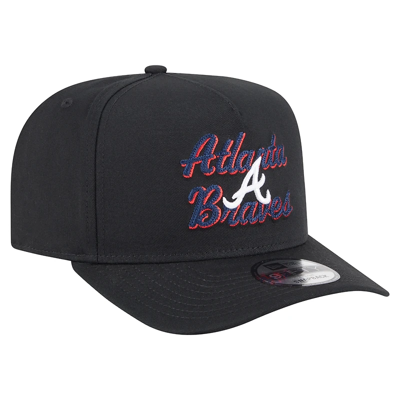 Casquette snapback 9FIFTY A-Frame noire à point de chaînette pour homme New Era Atlanta Braves