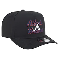 Men's New Era Black Atlanta Braves Chainstitch 9FIFTY A-Frame Snapback Hat